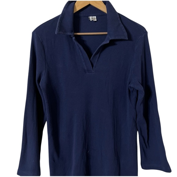 & OTHER STORIES Navy Knit Polo Long Sleeve Dress - Picture 2 of 6